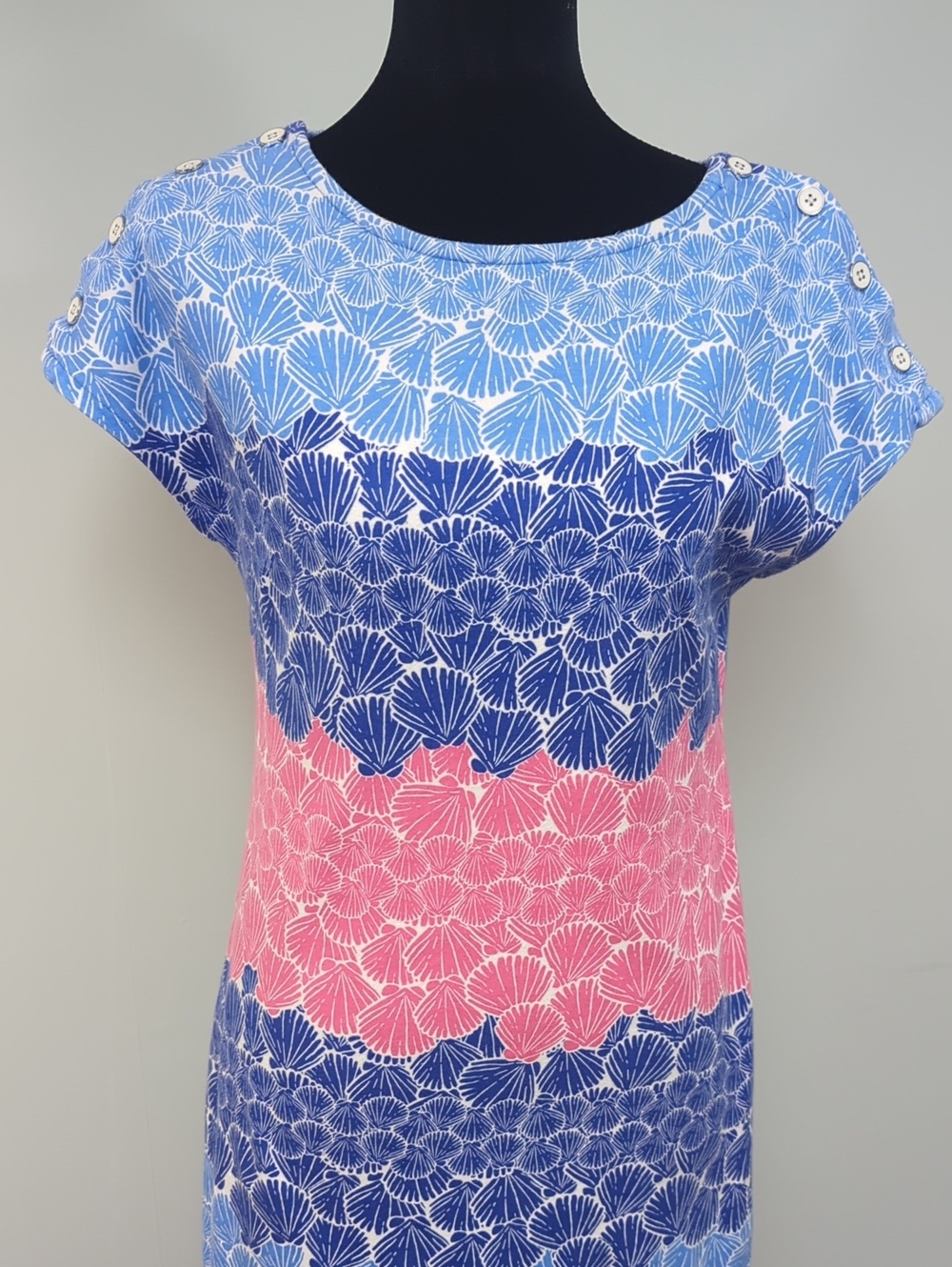 Talbots Blue and Pink Floral Stripe Shift Dress